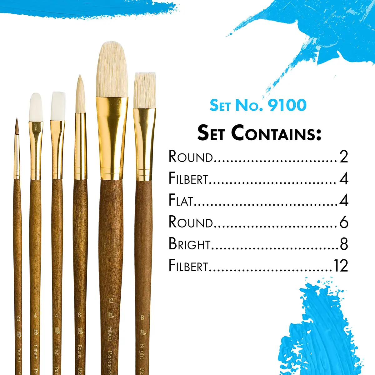 Princeton RealValue Brush Set, Natural, Brown Handle, 6 Piece | Acrylic, Watercolor & Oil - view 3