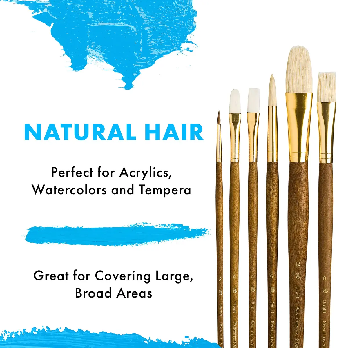 Princeton RealValue Brush Set, Natural, Brown Handle, 6 Piece | Acrylic, Watercolor & Oil - view 4