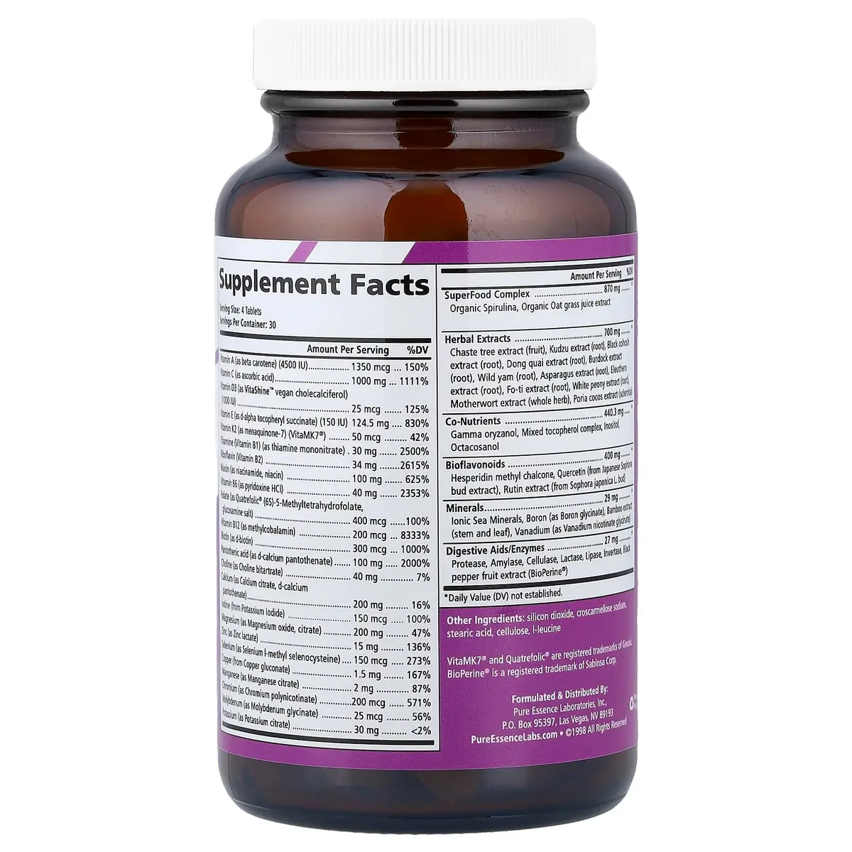 Pure Essence Labs ProFema Multivitamin for Women | Natural Menopause Relief & Hormone Balance (120 Capsules) - view 2