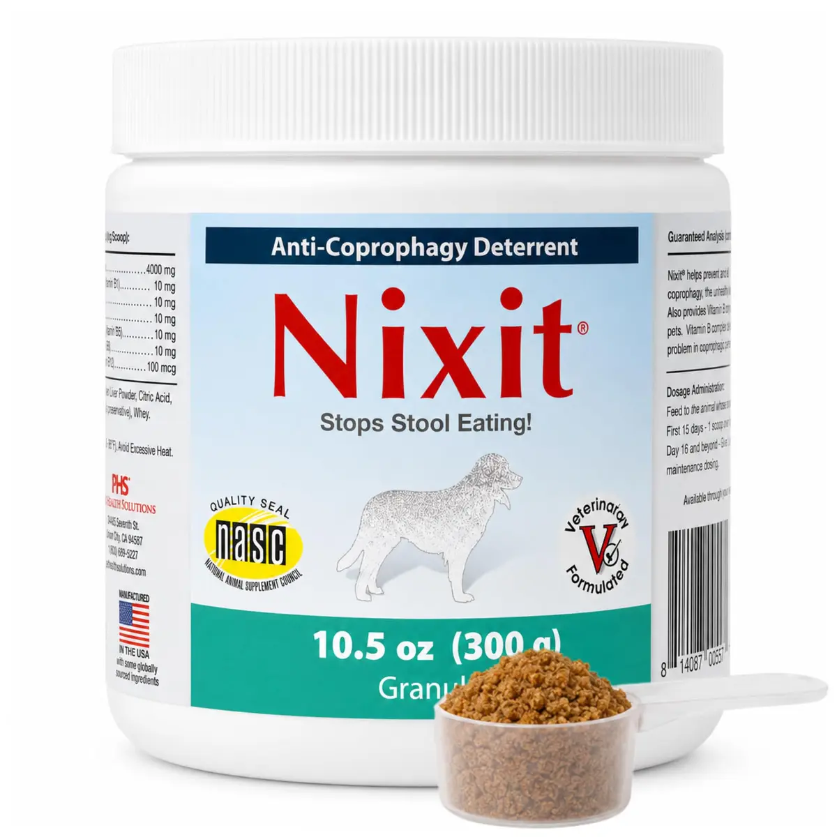 Pet Health Solutions Nixit Anti-Coprophagy Supplement Granules 10.5 oz | Deters Stool Eating with Natural Fish & Chicken Liver Flavors - main product image