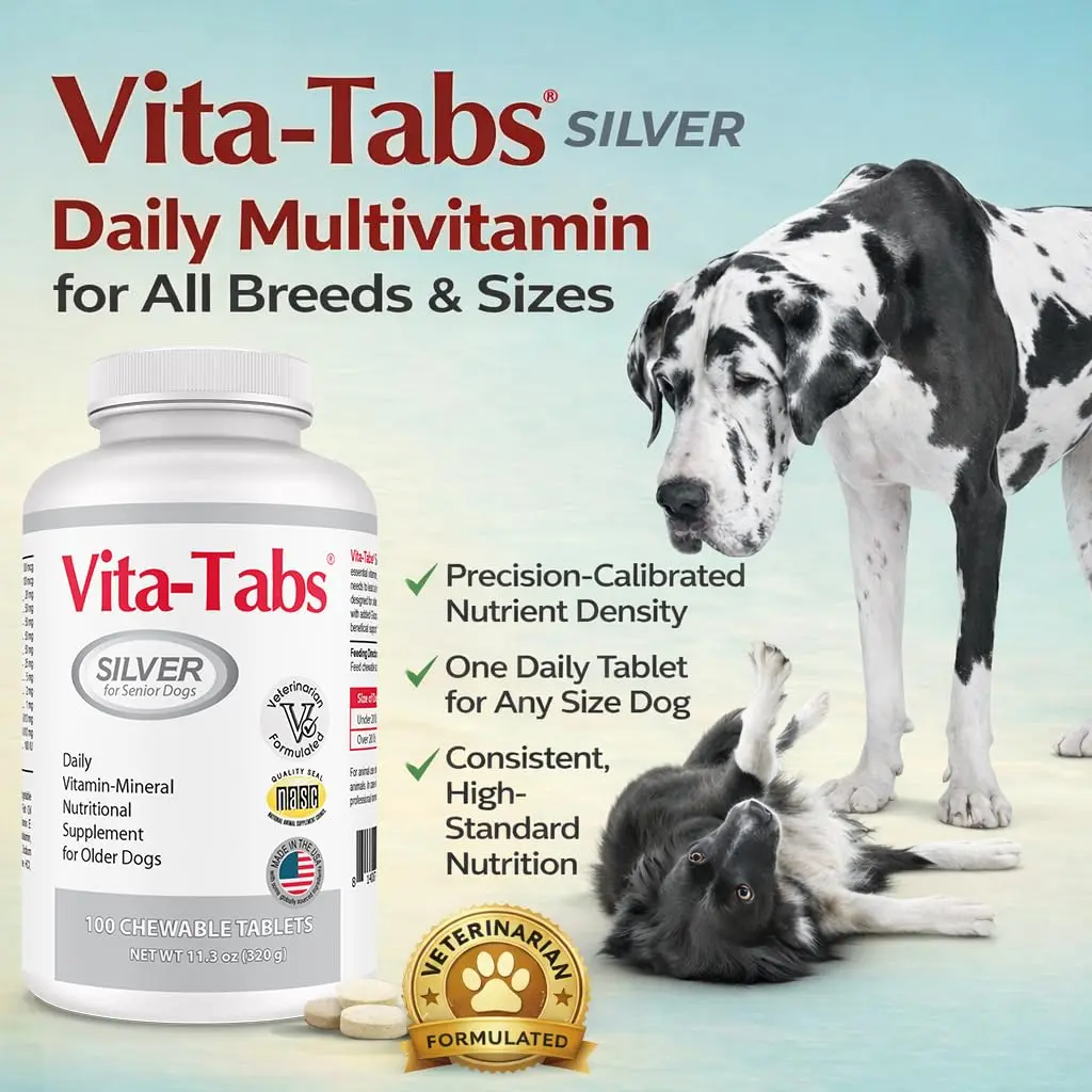 Vita-Tabs Silver Senior Dog Supplement 100 Chewables | Supports Bones, Joints, Energy & Immunity - view 8