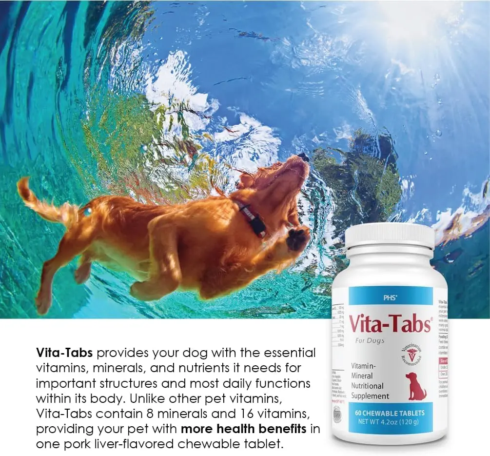 Vita-Tabs Multivitamin & Mineral Supplement for Dogs | Liver Flavored Chewable Tablets for Skin, Coat & Energy, 60 Chews - view 7