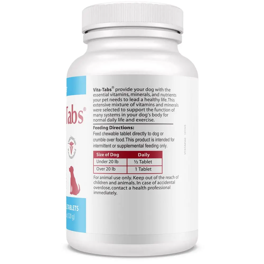 Vita-Tabs Multivitamin & Mineral Supplement for Dogs | Liver Flavored Chewable Tablets for Skin, Coat & Energy, 60 Chews - view 9