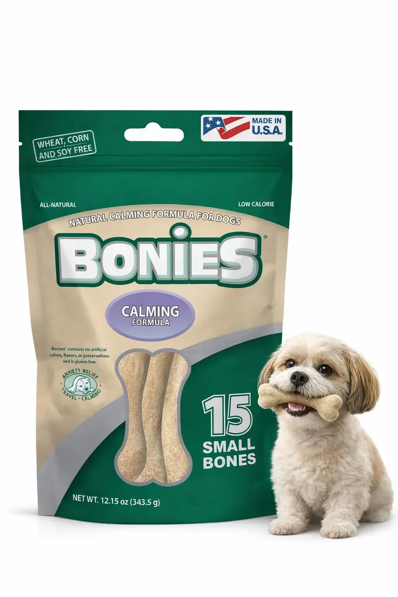 Bonies Natural Calming Formula Small-Sized Dog Bone | Supports Anxiety & Dental Health - main product image