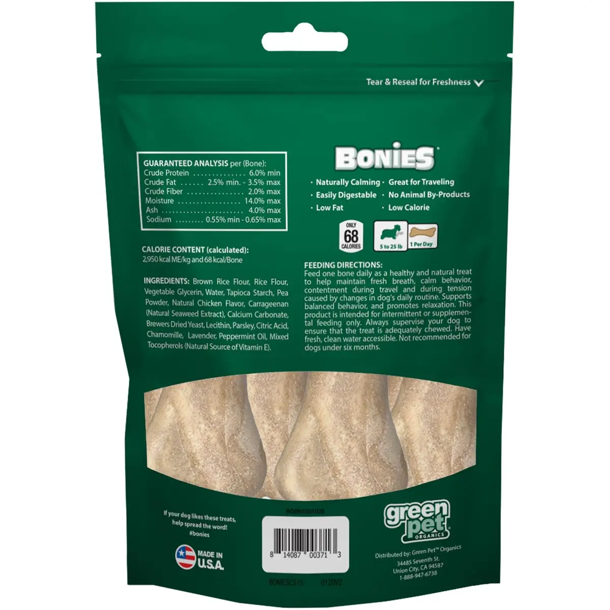 Bonies Natural Calming Formula Small-Sized Dog Bone | Supports Anxiety & Dental Health - view 7