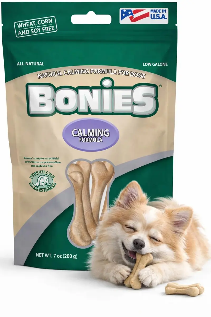 Pet Health Solutions Bonies Natural Calming Formula Dog Treats - Chicken, 20 Bones | Supports Anxiety & Breath - main product image