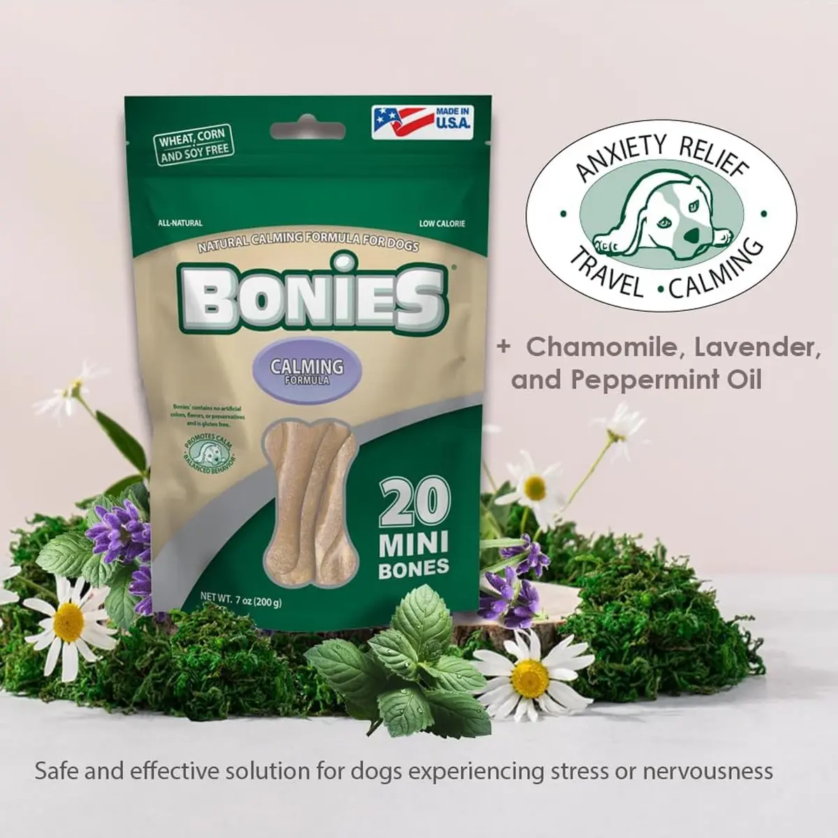 Pet Health Solutions Bonies Natural Calming Formula Dog Treats - Chicken, 20 Bones | Supports Anxiety & Breath - view 4