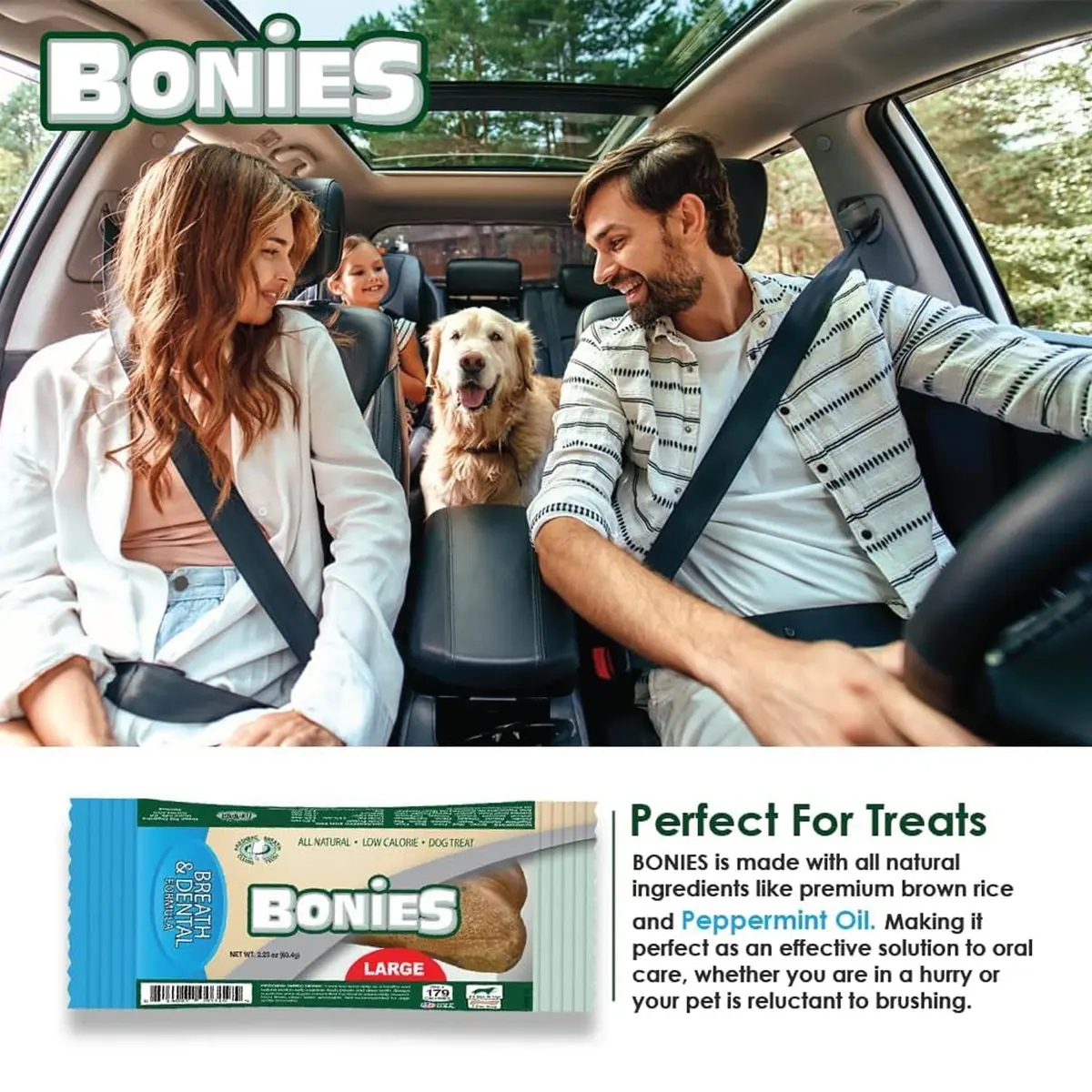 Bonies Natural Breath and Dental Formula Treats for Dogs, 2 Mini Bones Pack | All Natural, Freshens Breath, Low Calories, Made in USA - view 5