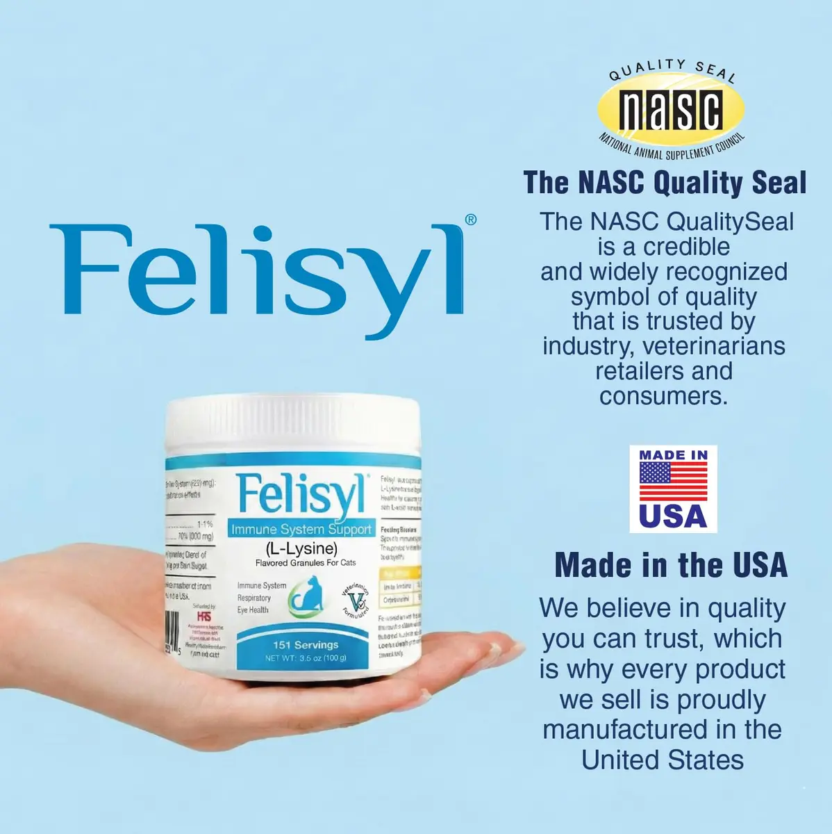 Pet Health Solutions Felisyl L-Lysine Granules for Cats 100g (3.5 oz) Supports Immune & Respiratory Health - view 6