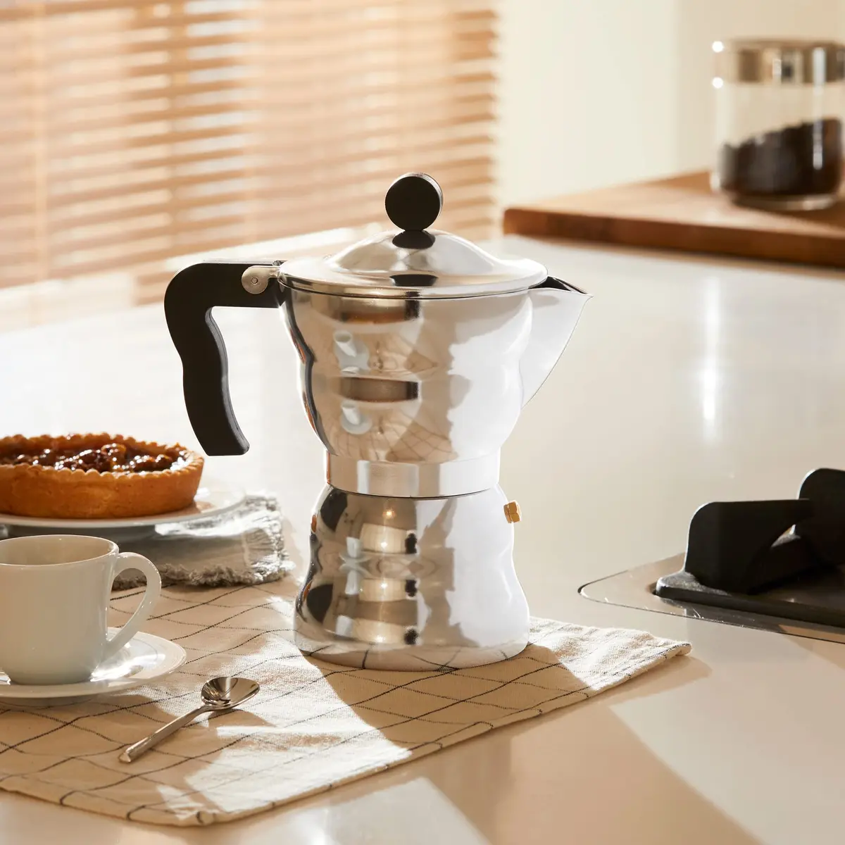Alessi AAM33/6 Design Espresso Coffee Maker 6 Cups | Aluminum & Thermoplastic Resin, Black Handle - view 5