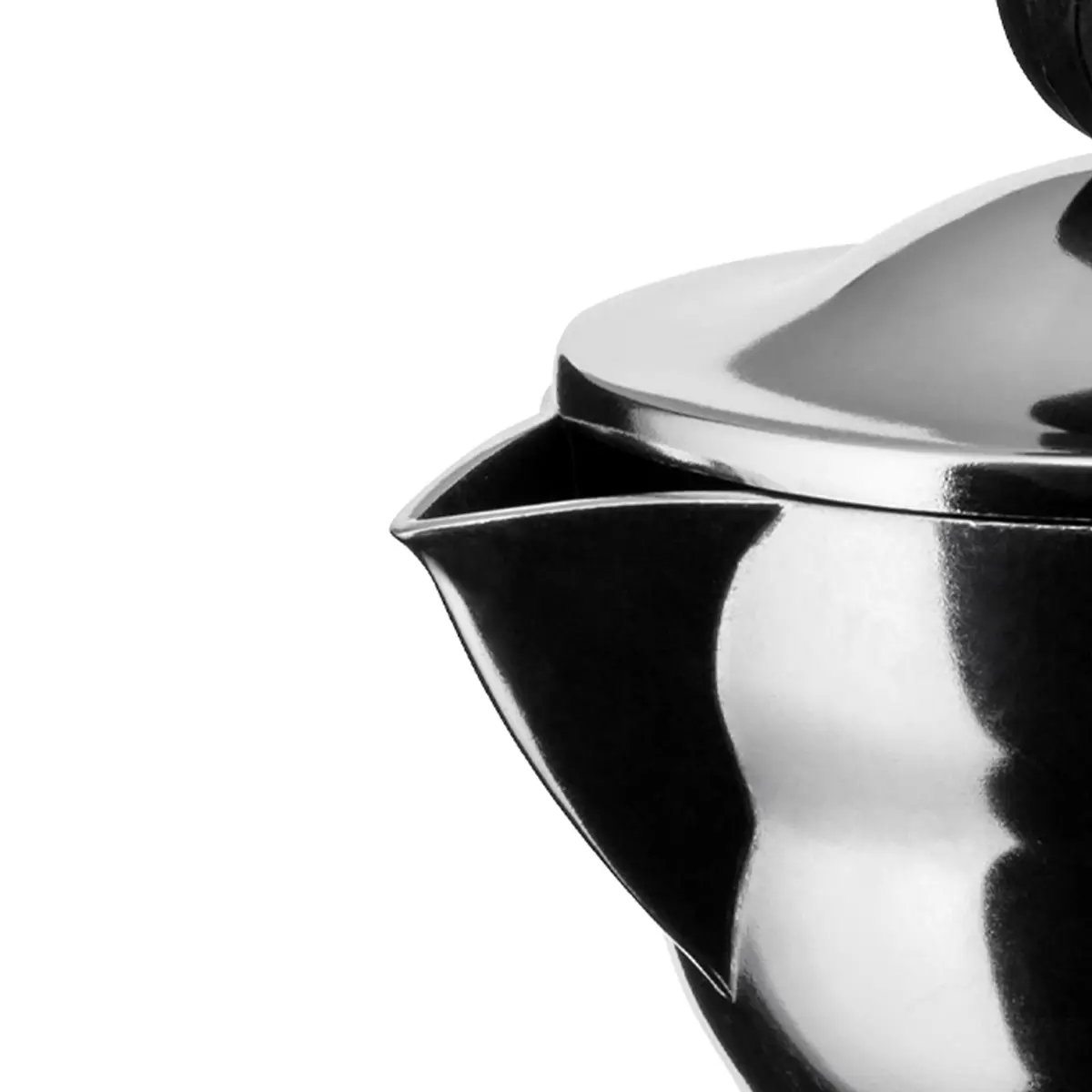 Alessi AAM33/6 Design Espresso Coffee Maker 6 Cups | Aluminum & Thermoplastic Resin, Black Handle - view 3