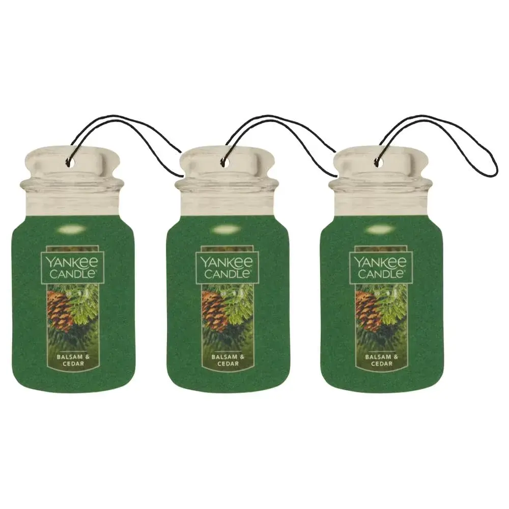 Yankee Candle Balsam & Cedar Paper Car Jar Air Freshener, Pack of 3 | Long-Lasting Fragrance for Cars - main product image