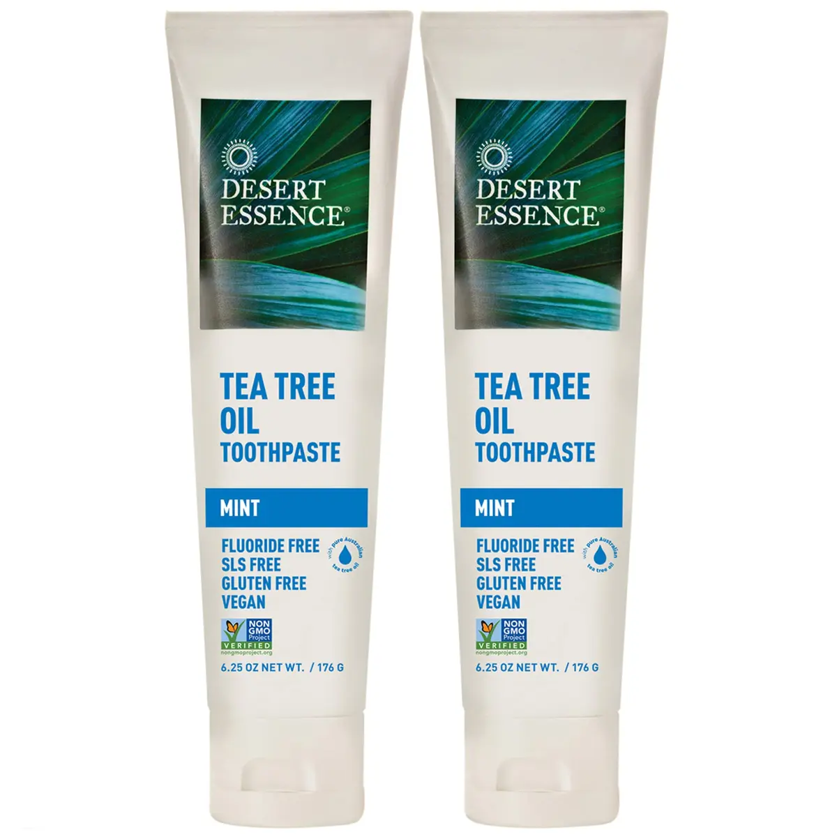 Desert Essence Tea Tree Oil Toothpaste - Mint - 6.25 Oz - Pack of 2 | Deep Cleans Teeth & Gums - main product image