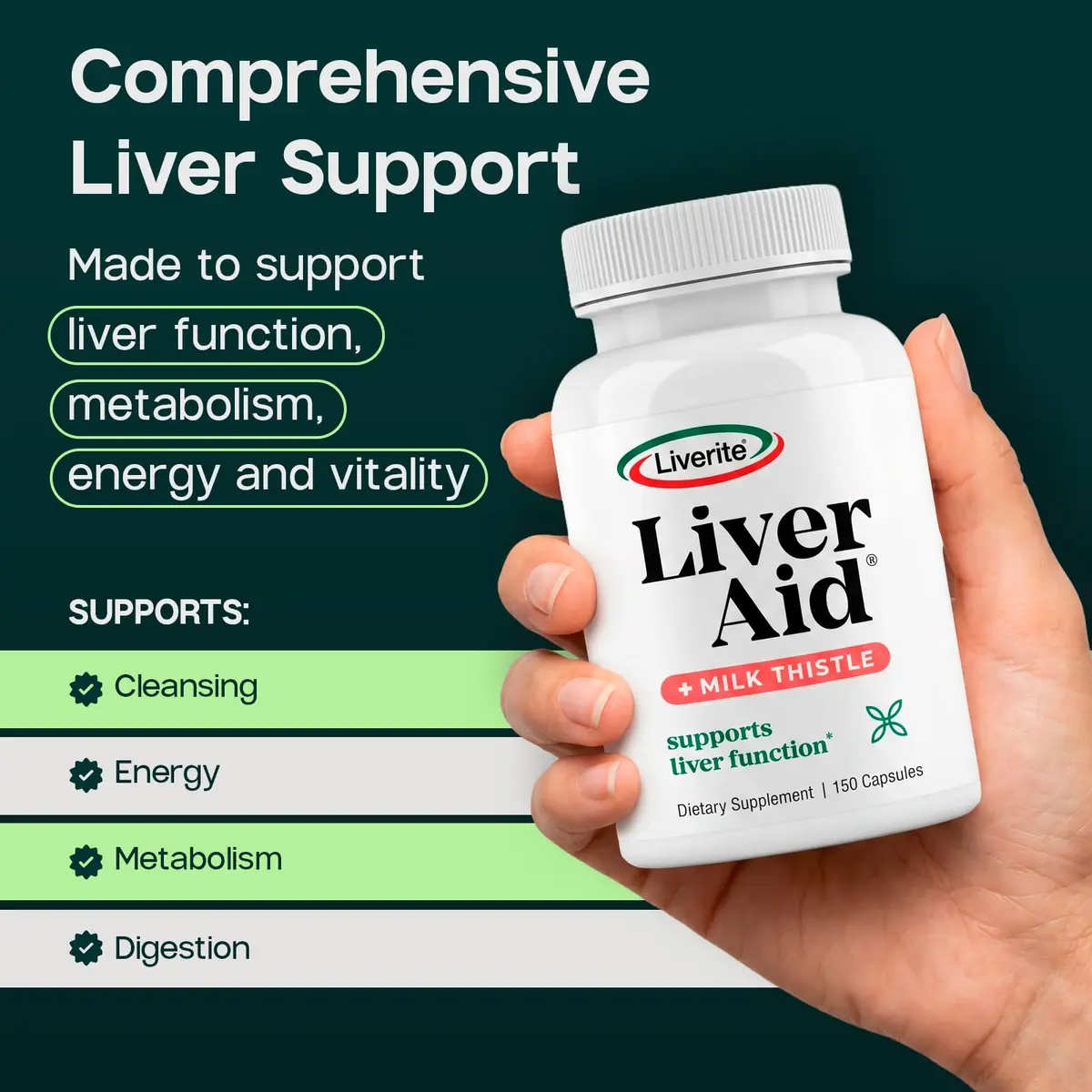 LIVERITE Liver Aid 2-Pack 150 Capsules | Supports Liver Function & Energy - view 2