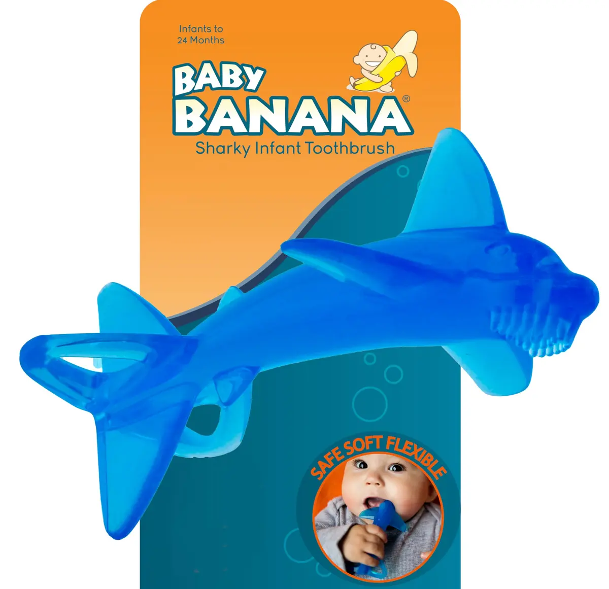 Baby Banana Shark Training Toothbrush 1 Count | Bendable Food-Grade Silicone for Gums & Teeth - main product image