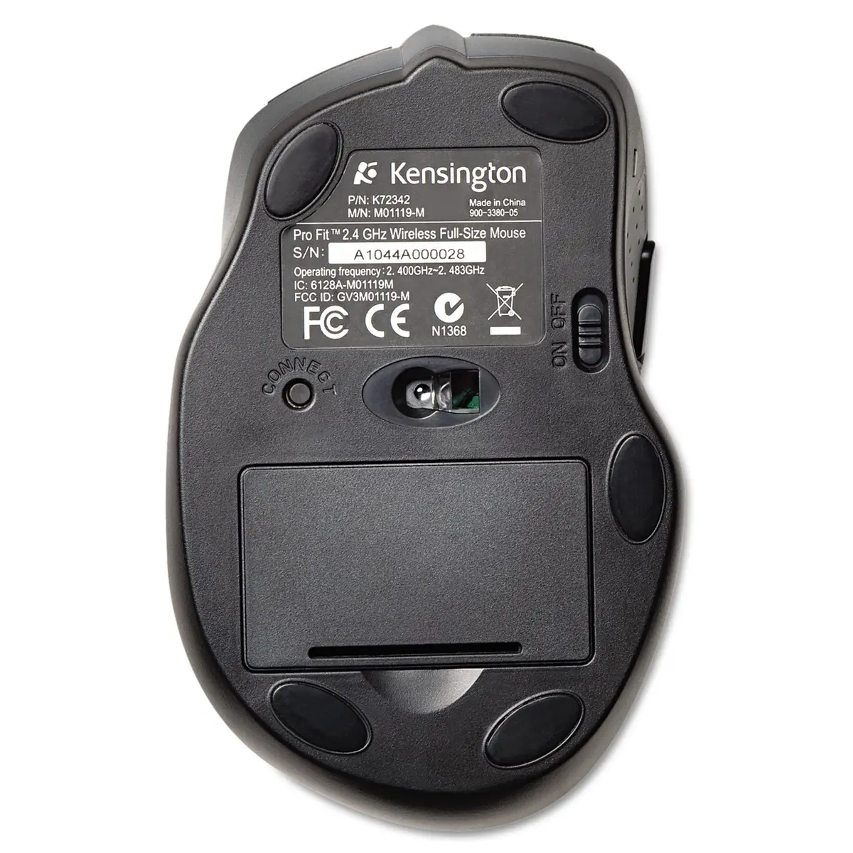 Kensington Pro Fit Full-Size Wireless Mouse (K72370US),Black/Silver | Ergonomic, 1200 DPI, Plug & Play, All-Day Comfort - view 2