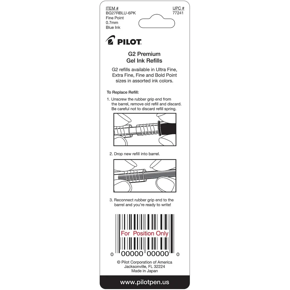 Pilot G2 Gel Ink Refills Fine Point 0.7 mm Blue 2 Count | Longest-Lasting Gel Ink Refills - view 4