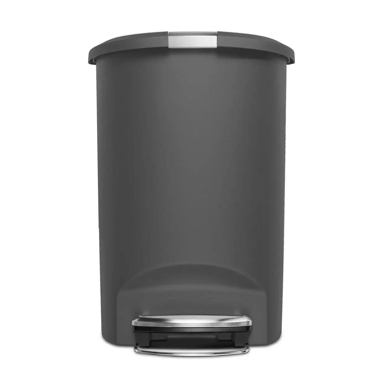 simplehuman 50 Liter (13 Gallon) Semi-Round Kitchen Step Trash Can with Slide Lock, Grey Plastic | Space-Efficient Design for Busy Kitchens - view 3
