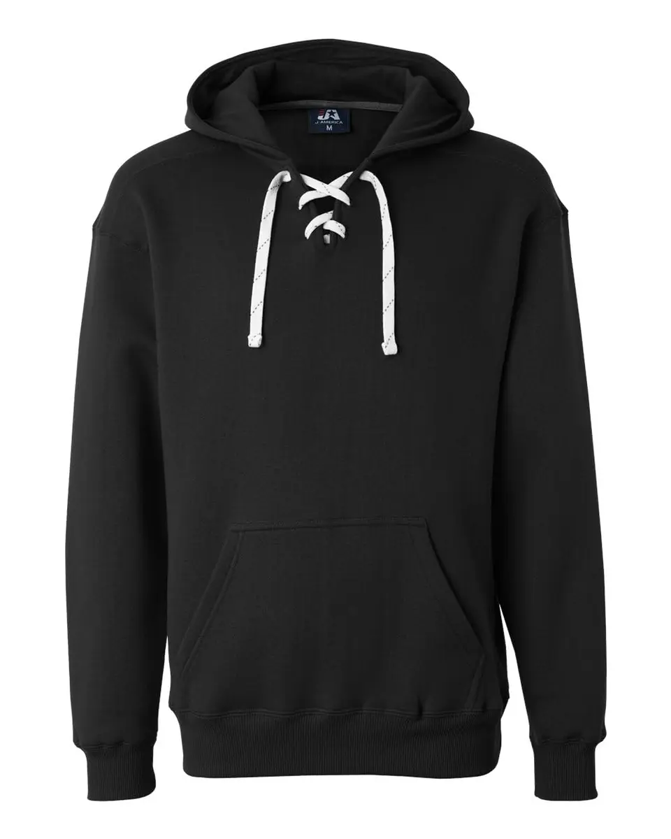 J. America Black Hockey Hood Sweatshirt | 80% Cotton, 20% Polyester | Large - main product image
