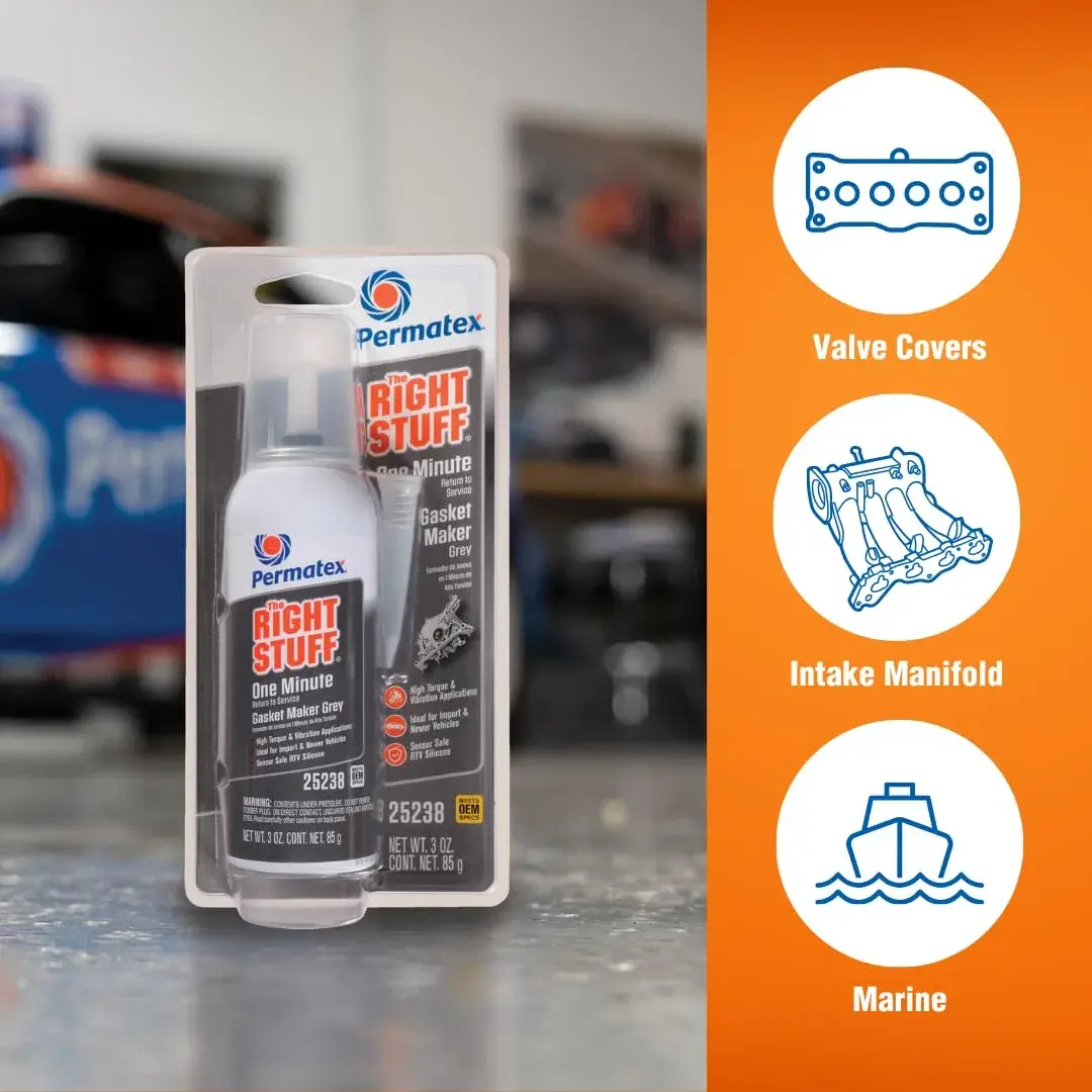Permatex The Right Stuff 1 Minute Grey Gasket Maker 89ml (3 Fl Oz) | High-Torque Engine Sealant - view 3