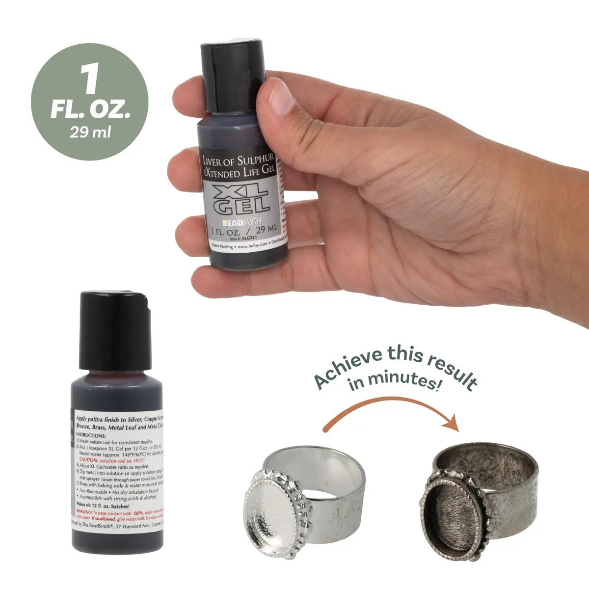 The Beadsmith XL Gel Liver of Sulfur Extended Life Gel | Patina & Oxidation for Jewelry (70-120 chars) - view 5