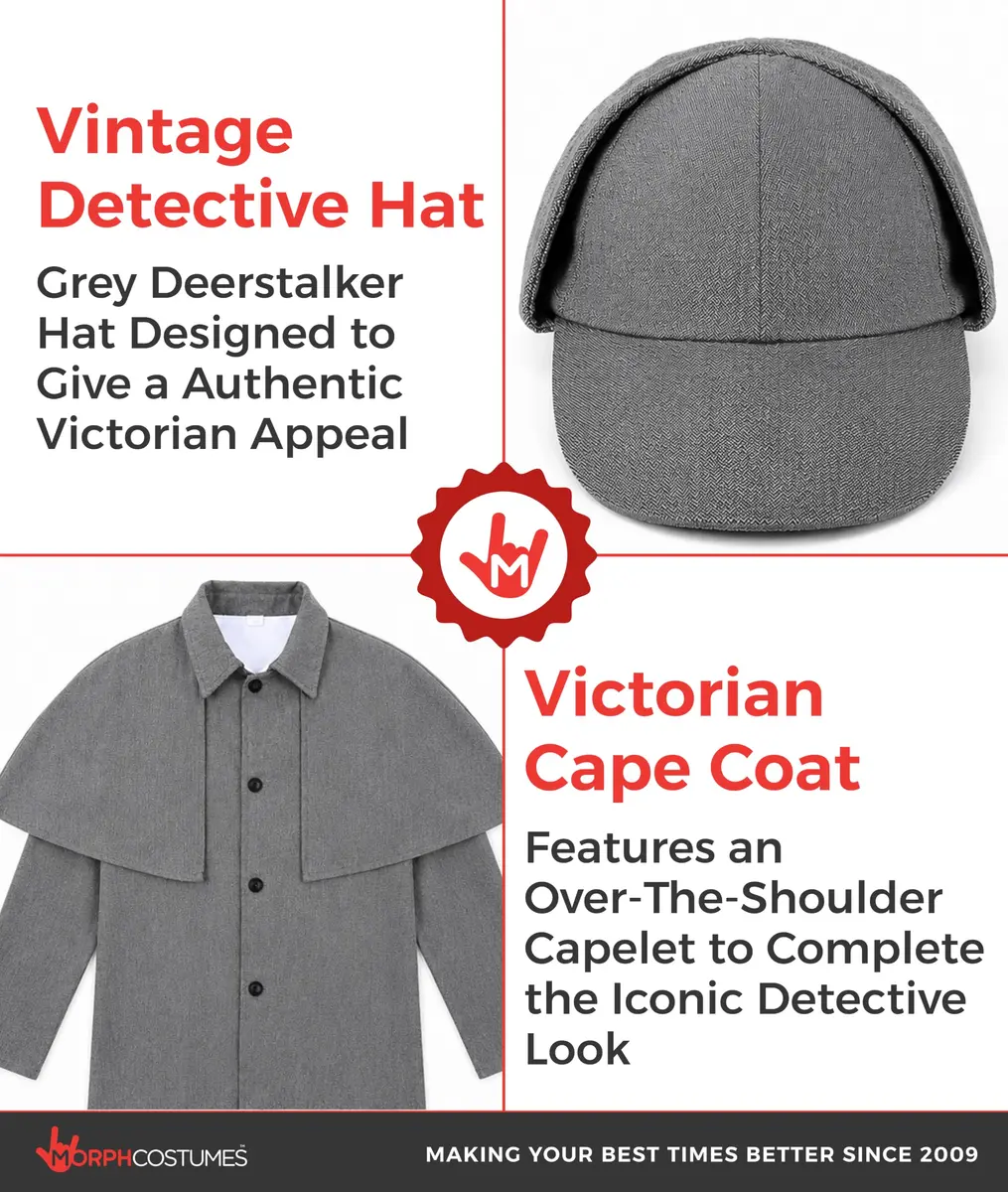 fun shack Sherlock Holmes Costume Men, Detective Costume M | Victorian Detective Look - view 3