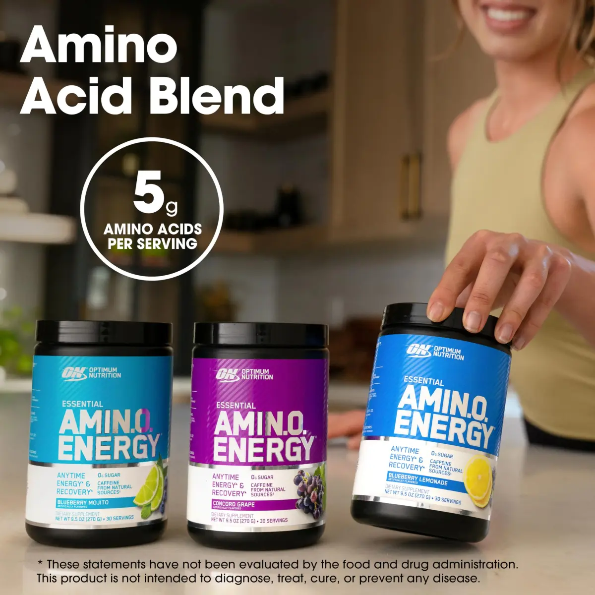 Optimum Nutrition Amino Energy Powder Orange Cooler 270g (9.5 Oz) | BCAAs & Caffeine for Energy & Focus - view 5