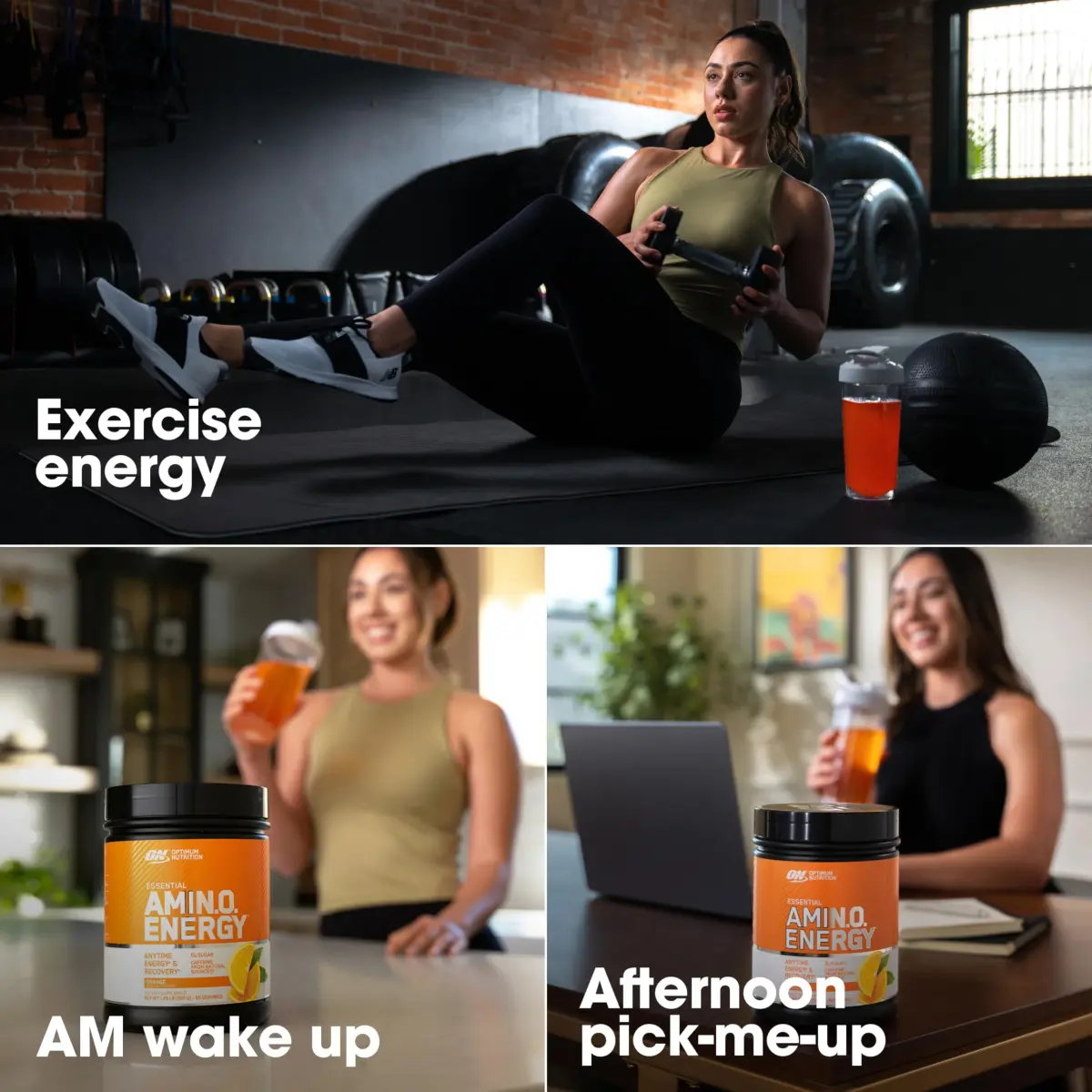 Optimum Nutrition Amino Energy Powder Orange Cooler 270g (9.5 Oz) | BCAAs & Caffeine for Energy & Focus - view 3