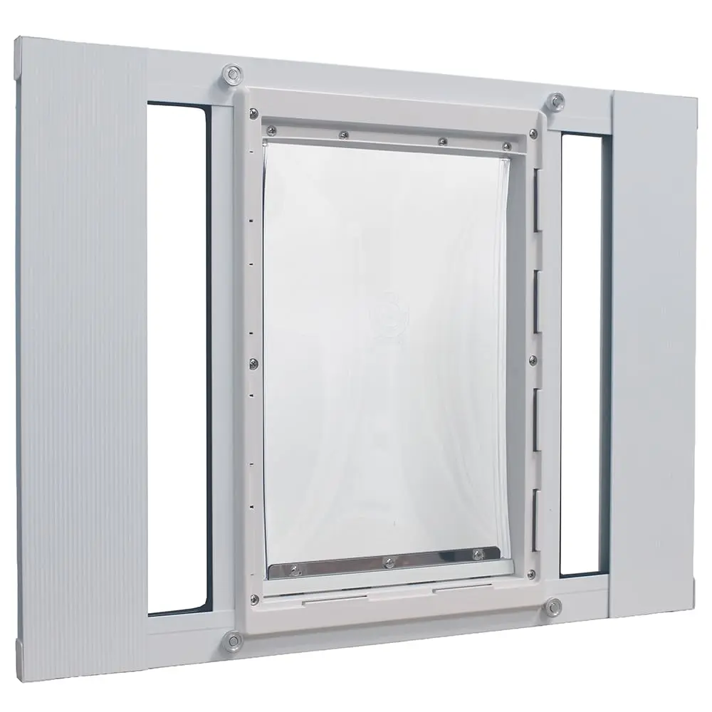 Ideal Pet Products Aluminum Sash Window Pet Door | Large Flap Size 10-1/2" x 15" | Adjustable Width 27"-32" - main product image