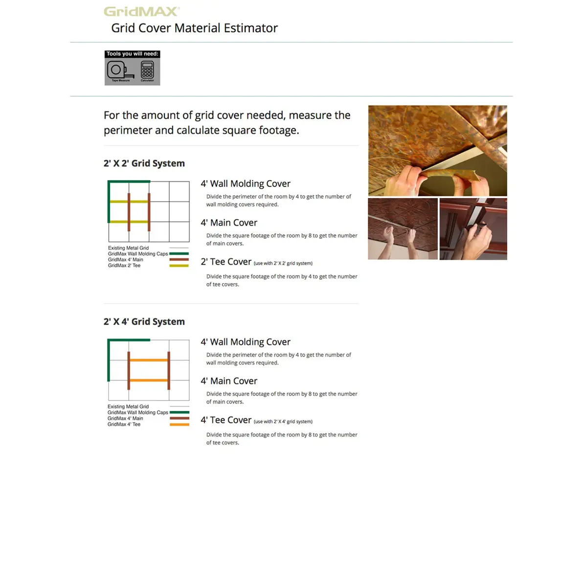 GridMAX Bermuda Bronze Ceiling Grid Cover Kit 100 sq ft | Easy Snap-On Installation for 15/16" Metal Grids - view 4