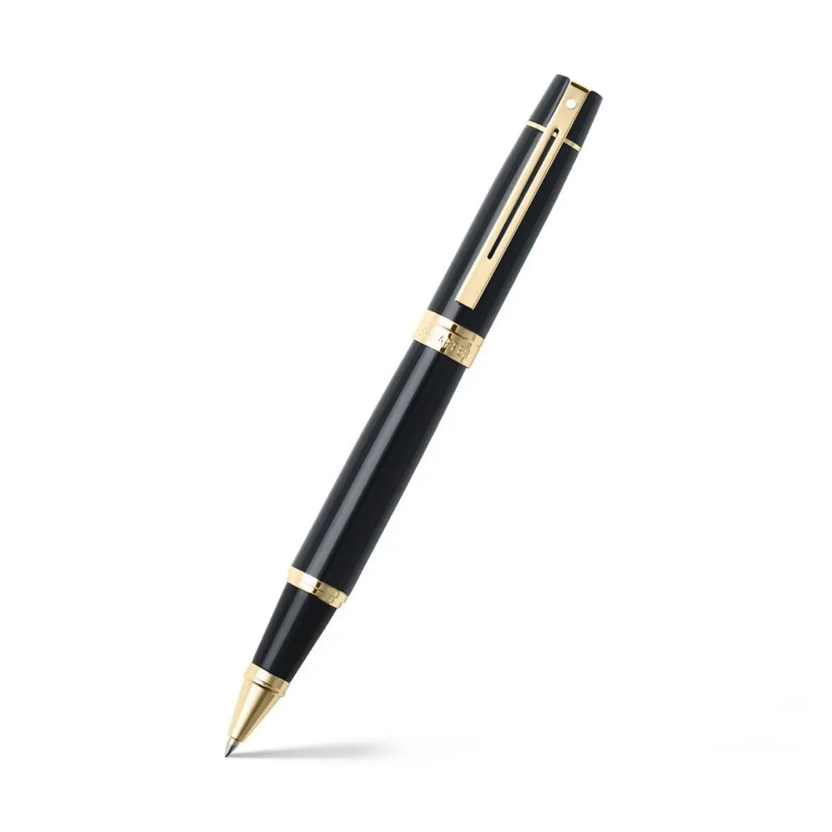 Sheaffer 300 Glossy Black Rollerball Pen with Gold Tone Trim | Elegant, Refillable, Liquid Ink, 1 Count - main product image