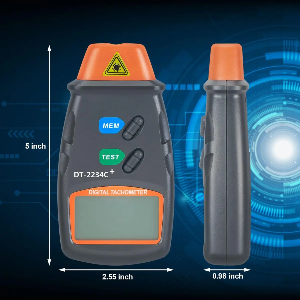 AGPTEK Professional Digital Laser Photo Tachometer Non Contact RPM Tach 131mm (5.16 inch) - view 8