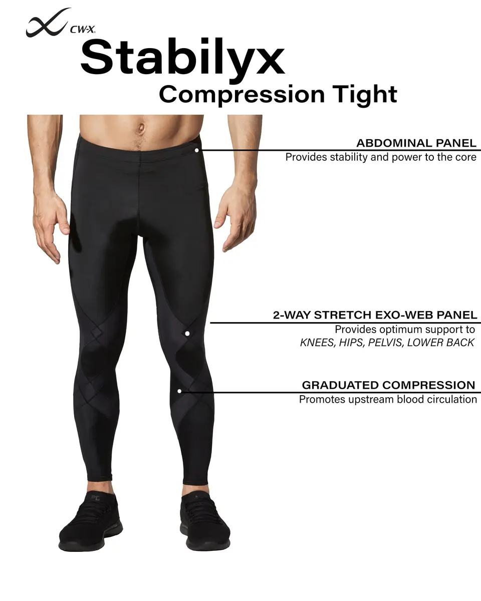 CW-X Men's Stabilyx Compression Tights, 225809A | Support joints & stability, moisture-wicking, UV protection - view 3