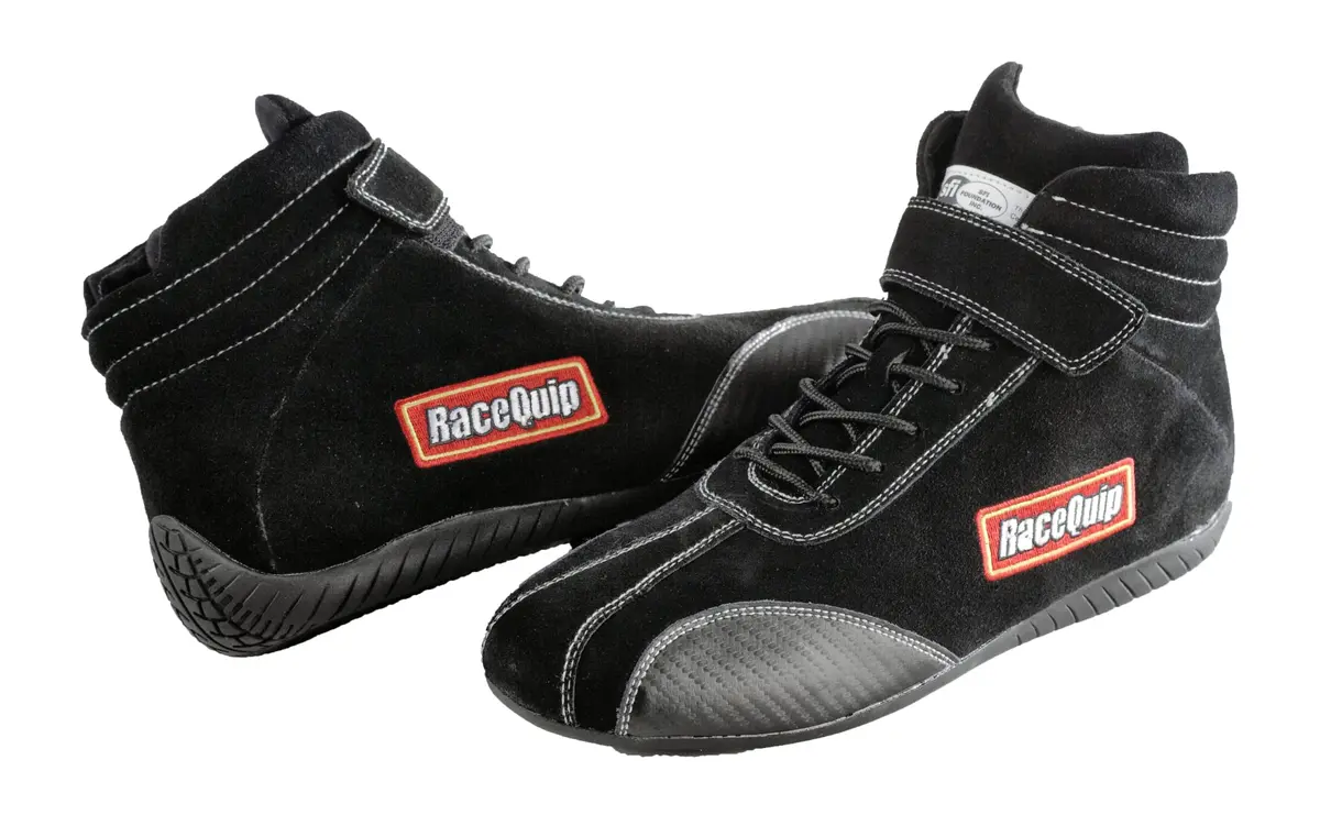 RaceQuip 305 Euro Carbon L Driving Shoes SFI 3.3/5 Black Size 1 | Flame Retardant Suede Leather, Lightweight, Comfort - main product image