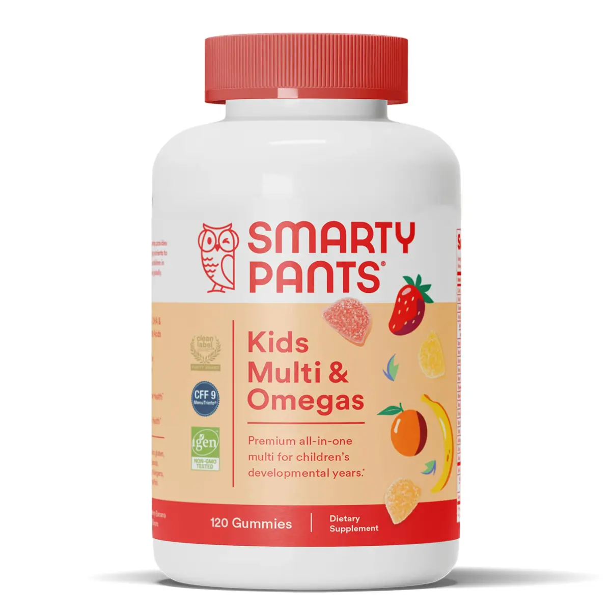 SmartyPants Kids Multivitamin Gummies with Omega 3 Fish Oil 120 Count | Gluten-Free, Fruity Flavors, Immune Support - main product image