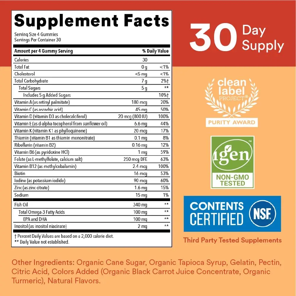 SmartyPants Kids Multivitamin Gummies with Omega 3 Fish Oil 120 Count | Gluten-Free, Fruity Flavors, Immune Support - view 3