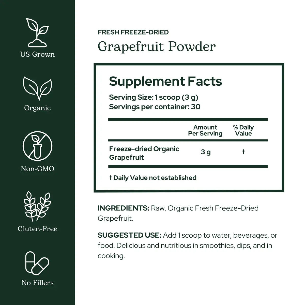 Eclectic Herb Organic Grapefruit Powder Supplement | Nutritional Drink Mix, USDA Organic, Vegan, Non-GMO (90 g | 3.2 oz) - view 2