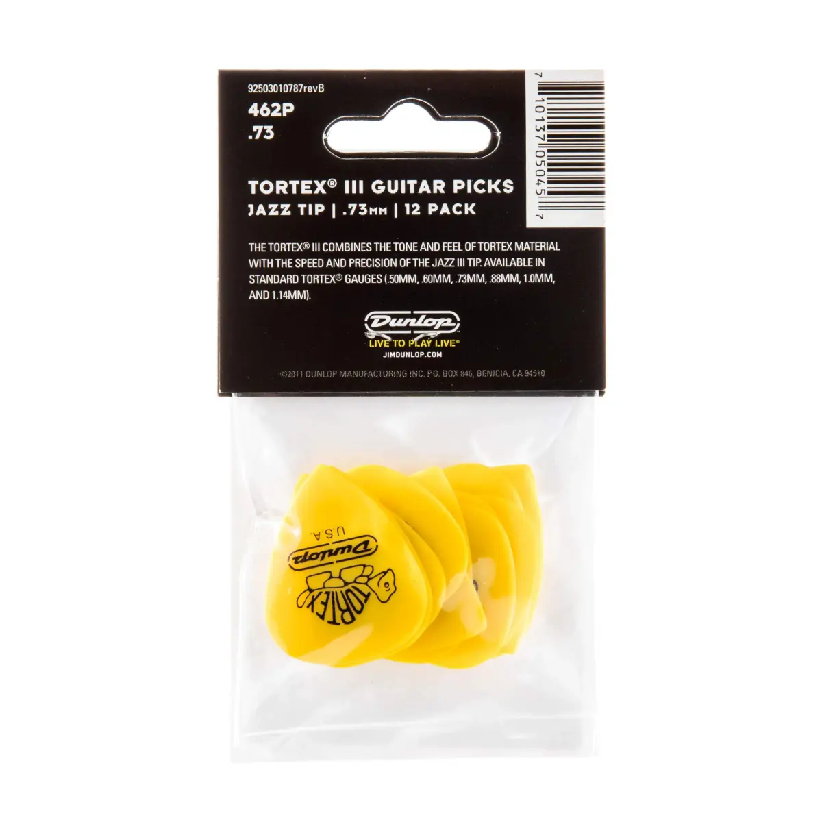 Jim Dunlop Tortex TIII Pick 0.73mm (Yellow) | 12 Pack Guitar Plectrums - view 5