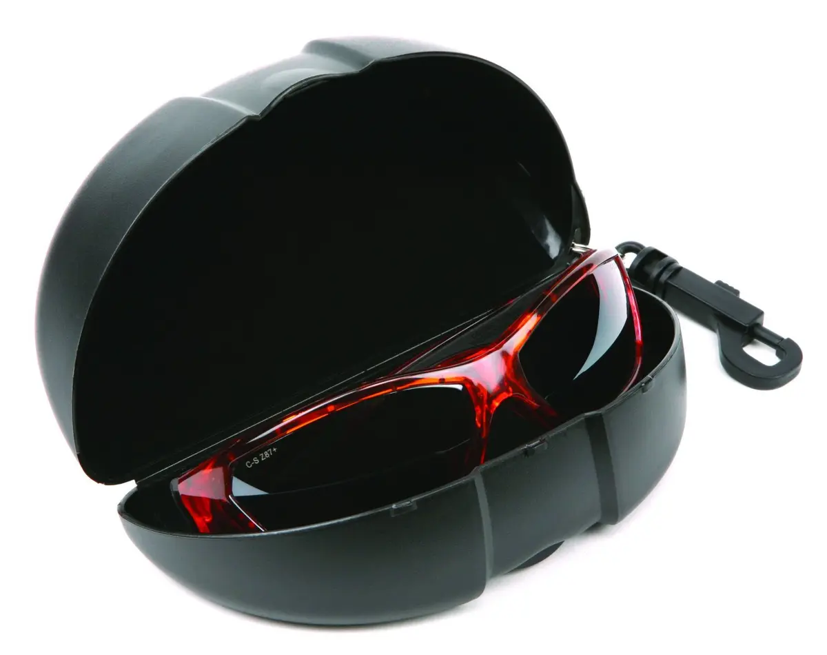MCR Safety Crews 207 Hard Shell Eyeglass Case | Crush Resistant with Belt Loop Hook, Black - view 2