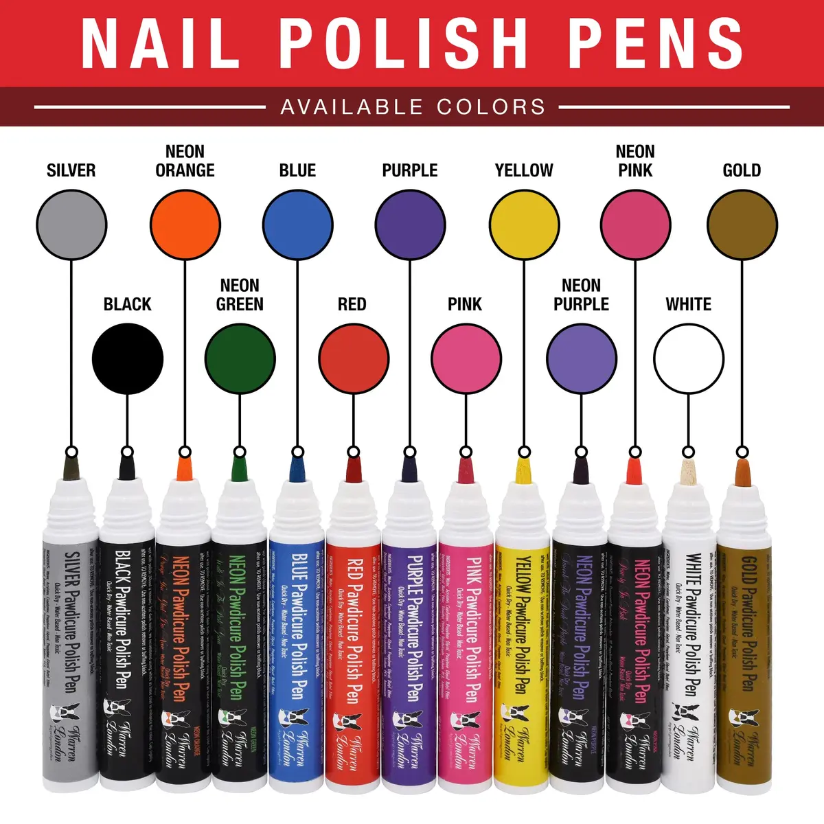 Warren London Pawdicure Dog Nail Polish Pens | Made in USA | Quick Dry, Low Odor, Non-Toxic | 13 Colors | Pink - view 3