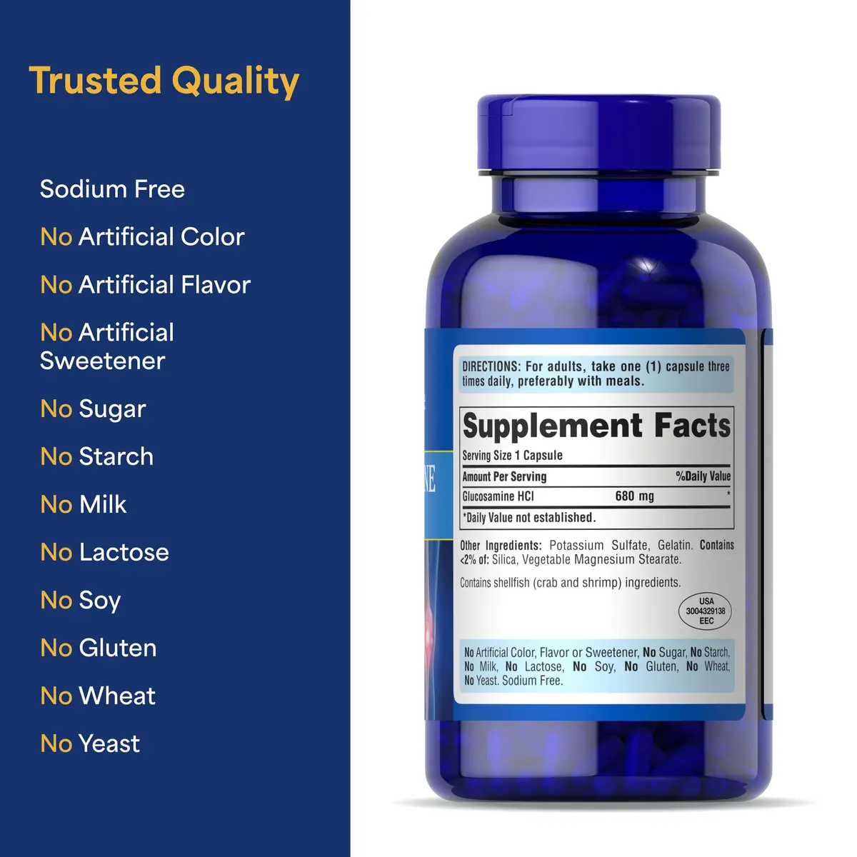 Puritan's Pride Joint Formula Glucosamine HCI 680mg | Supports Cartilage & Joint Health - view 6