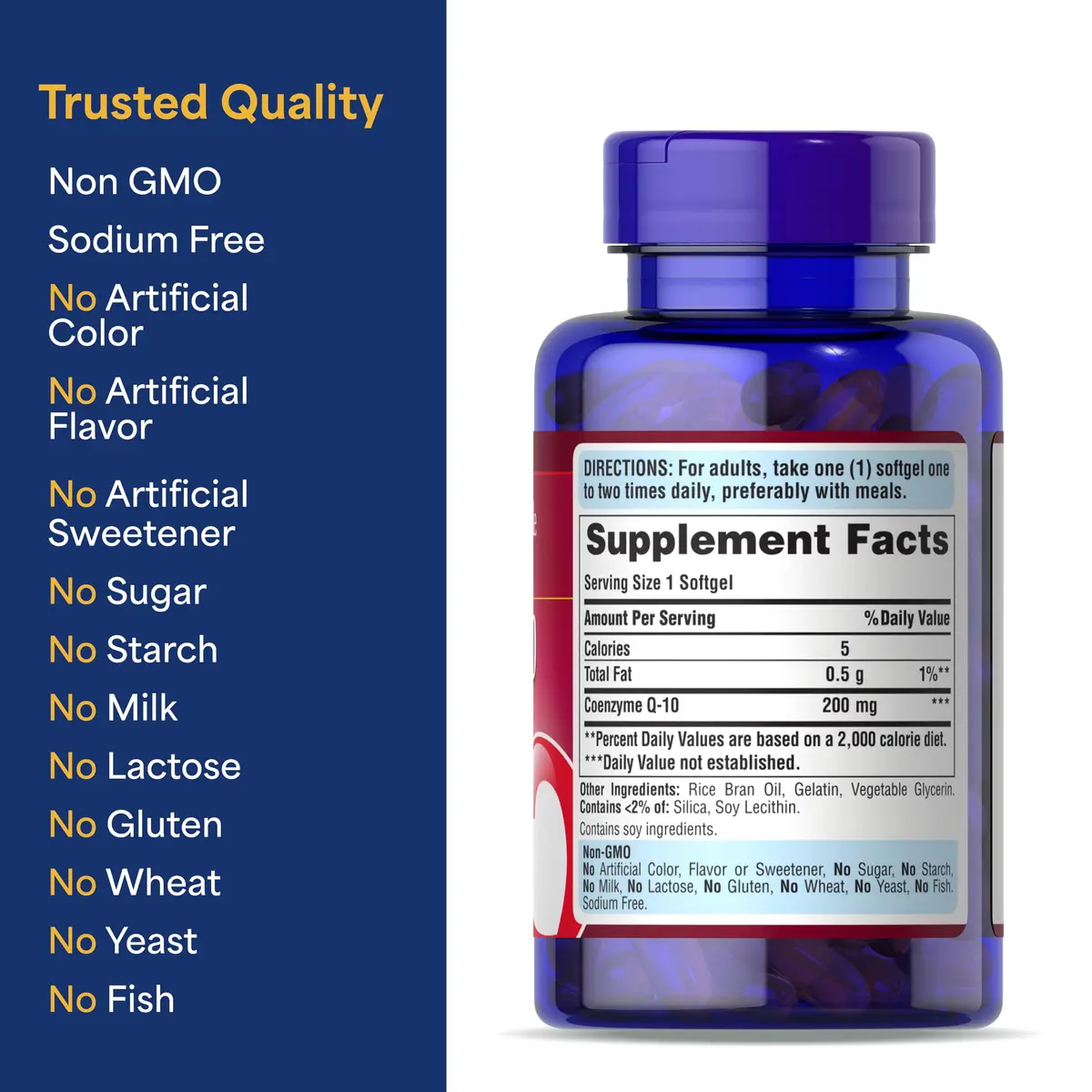 Puritan's Pride Coenzyme CoQ10 200mg | Supports Heart & Cellular Energy, 120 Rapid Release Softgels - view 6