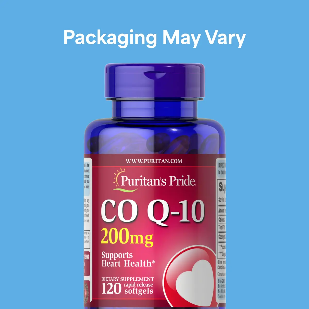 Puritan's Pride Coenzyme CoQ10 200mg | Supports Heart & Cellular Energy, 120 Rapid Release Softgels - view 2