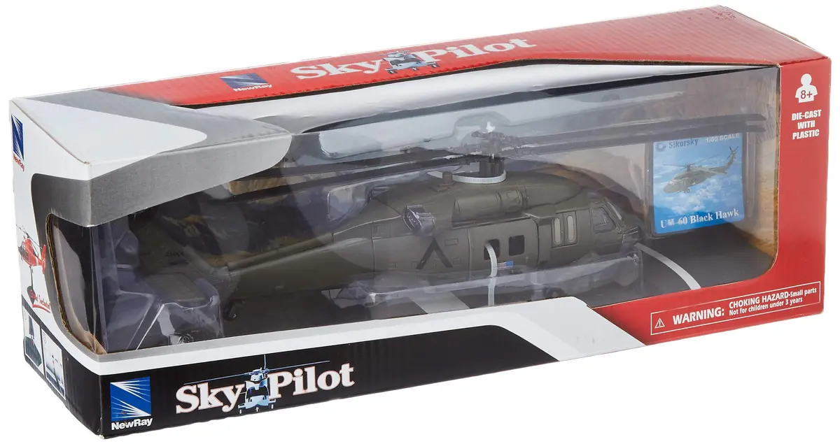 NewRay Sky Pilot UH-60 Black Hawk Diecast Helicopter 9.5 inches | Detailed 1:60 Scale Replica - view 3