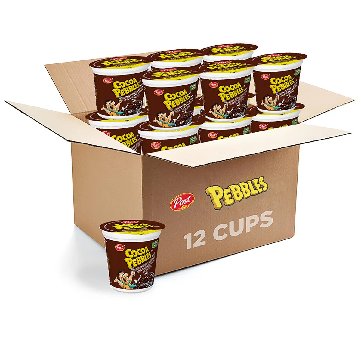 Pebbles Cocoa Chocolate Breakfast Cereal Cups, Gluten Free, 2 oz (56g) | Pack of 12 - main product image