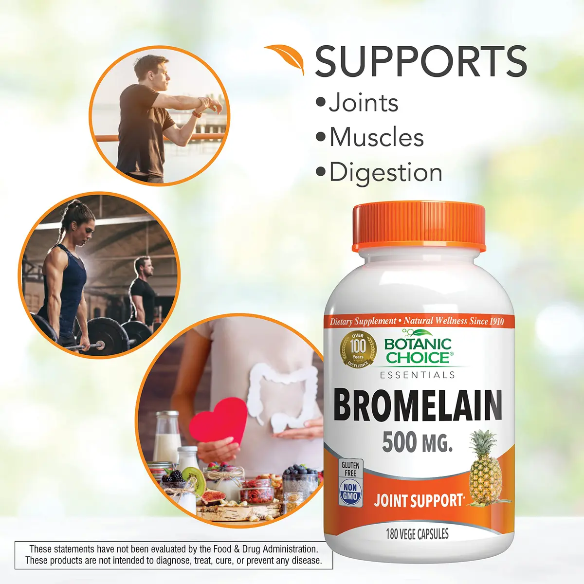 Botanic Choice Bromelain 500 mg | Supports Joint Flexibility & Digestion | 180 Capsules - view 4