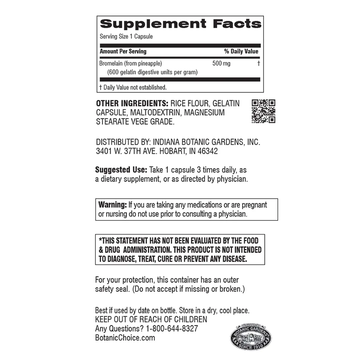 Botanic Choice Bromelain 500 mg | Supports Joint Flexibility & Digestion | 180 Capsules - view 2