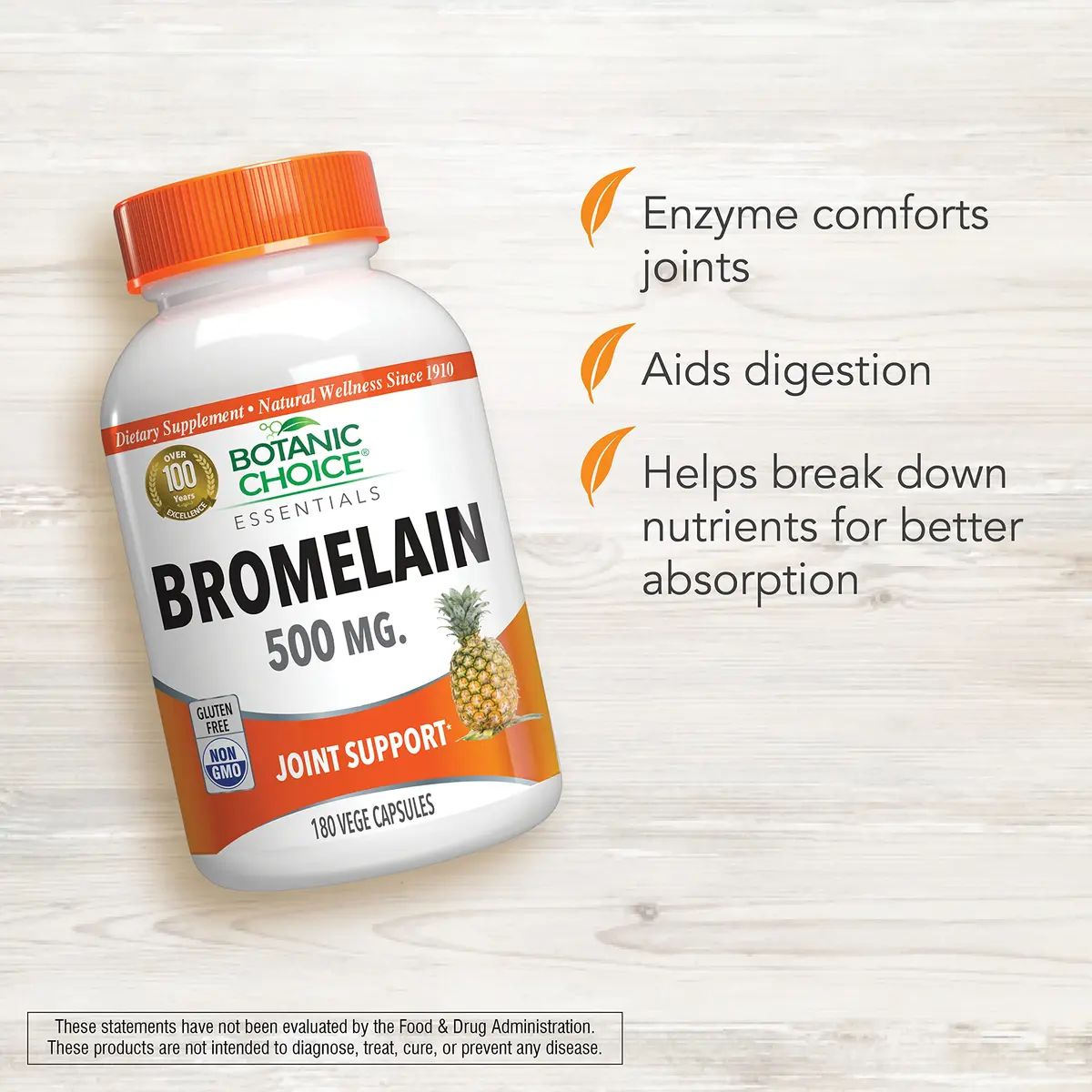 Botanic Choice Bromelain 500 mg | Supports Joint Flexibility & Digestion | 180 Capsules - view 3
