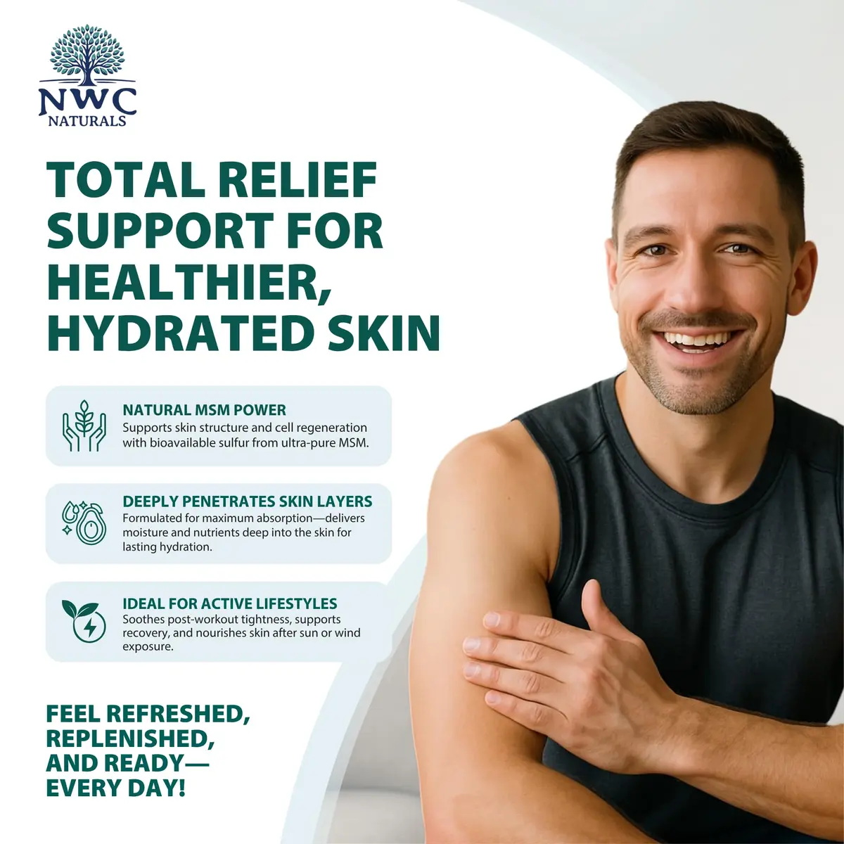 NWC Naturals MSM Body Lotion with Tea Tree Oil and Aloe Vera | Deep Moisturizer for All Skin Types (70-120 chars) - view 6