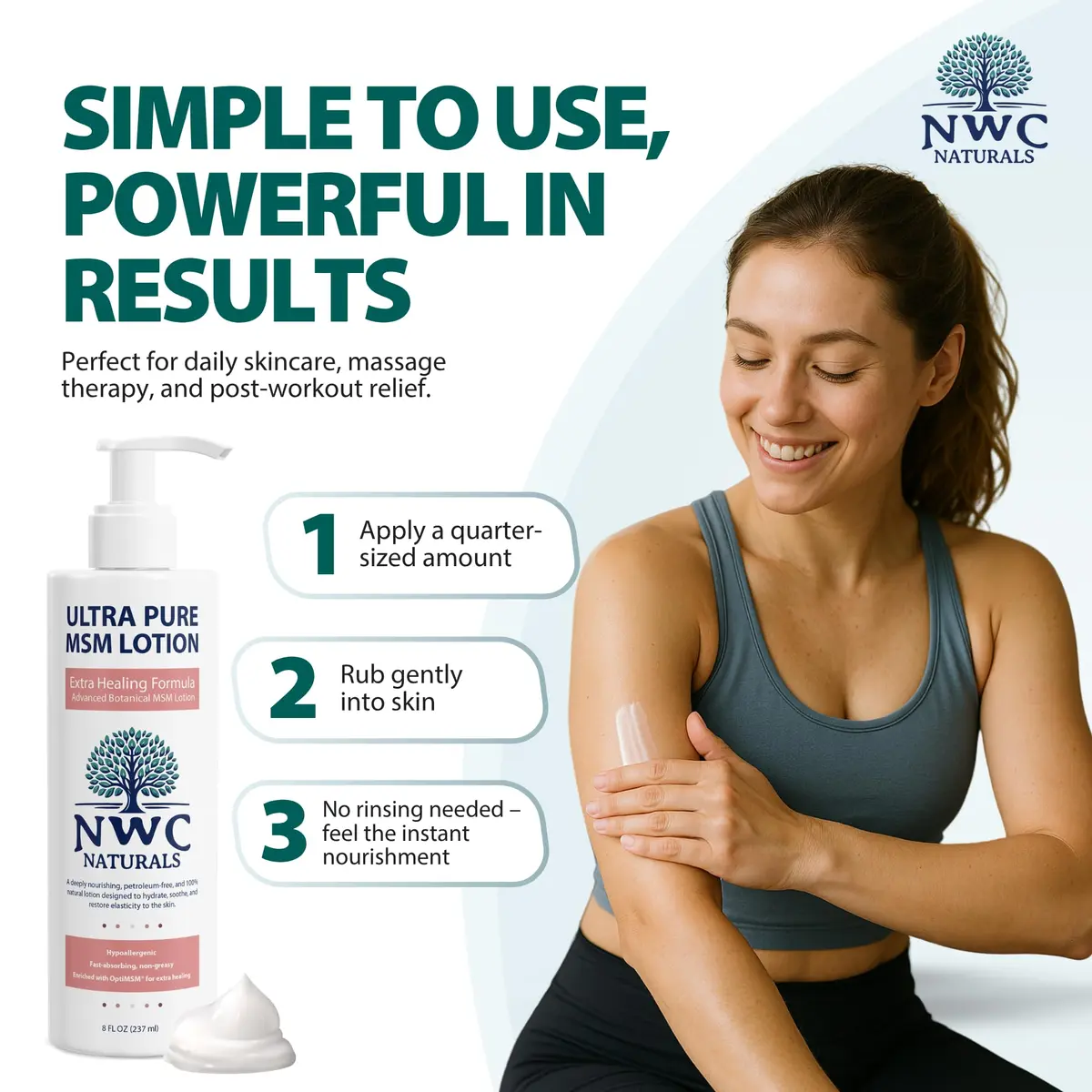 NWC Naturals MSM Body Lotion with Tea Tree Oil and Aloe Vera | Deep Moisturizer for All Skin Types (70-120 chars) - view 7